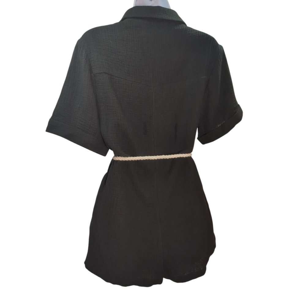 The Handloom LA Mia Romper Black Cotton with Rope Belt SZ S/M - Picture 6 of 10